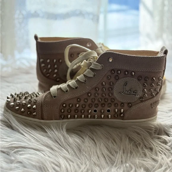 Christian Louboutin Veau Velour Spiked Sneakers - Picture 6 of 12